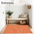 thumbnail image 3 of ODIKA 8'x10' Machine Washable Non-Slip Area Rug, Abstract Maze Interlocking Labyrinthal Design High Traffic Rug with Pad, Orange, 464799, 3 of 8