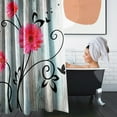 thumbnail image 4 of 4 Piece Shower Curtain Sets, Teal Daisies Butterfly with Non-Slip Rugs, Toilet Lid Cover and Bath Mat, for Bathroom Decor Set, 72" x 72", 4 of 6