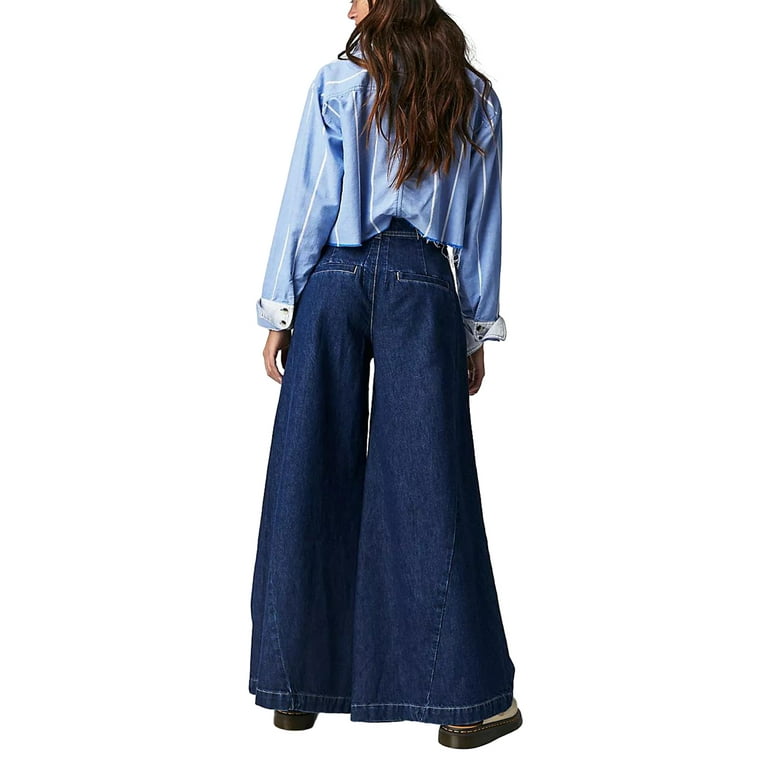 Versatile fashion Street style American wide leg casual jeans Personalized  street straight pants Front Zipper and Button Closure Casual Loose Wide Leg 
