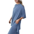 thumbnail image 7 of PRETTYGARDEN Women's 2 Piece Outfits Casual Short Sleeve Pullover Tops and Wide Leg Pants Lounge Sets Tracksuits, 7 of 7