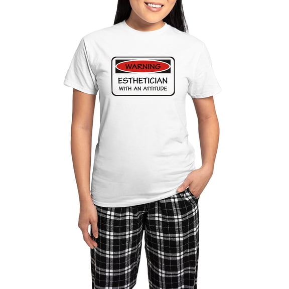 CafePress - Attitude Esthetician Women's Light Pajamas - Women's Short Sleeve Print T-Shirt and Pants Light Cotton Pajama Set