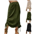 thumbnail image 2 of PUMISAS Cargo Skirts For Women Solid Color Skirts Soft Summer Mid-Length Skirts Casual Loose Button Down Skirts With Side Pockets, 2 of 8