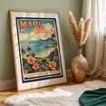 thumbnail image 5 of Maui's Vintage Charm: Retro Travel Poster - Hawaii Illustration Oak Framed Wall Art Print 24 x 36 inches, 5 of 59