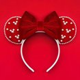 thumbnail image 2 of Diadema de Mickey Mouse para niña y mujer, bandanas de algodón suave con lazo, perlas blancas de Disney, accesorios para el cabello de Minnie para Festival, 2 of 5