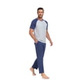thumbnail image 5 of ANLIQI Men's Pajama Sets Short Sleeve Top & Pant Soft Bamboo Rayon Pjs Set Lounge Sleepwear for Men (Royal Blue XL), 5 of 8