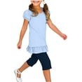 thumbnail image 4 of ZOYOEN Girls Ruffle Cotton T Shirts- Short Sleeve Casual Summer Soft Kids Fashion Tops Light Blue Size 14, 4 of 8