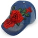 thumbnail image 4 of Denim Baseball Cap Flower Adjustable Embroidered Sun Hat Gift for Mom/Ladies (Red), 4 of 5