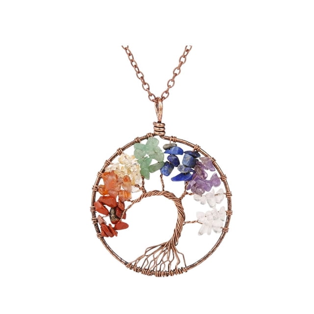 Colgante con piedras de chakra multicolores con forma de árbol de la vida Circe Boutique