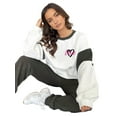 thumbnail image 4 of Sweatsuits for Women 2 Piece Heart Print Color Block Sweatshirt Fashion Casual Crewneck Lounge Sets Gray XXL, 4 of 10
