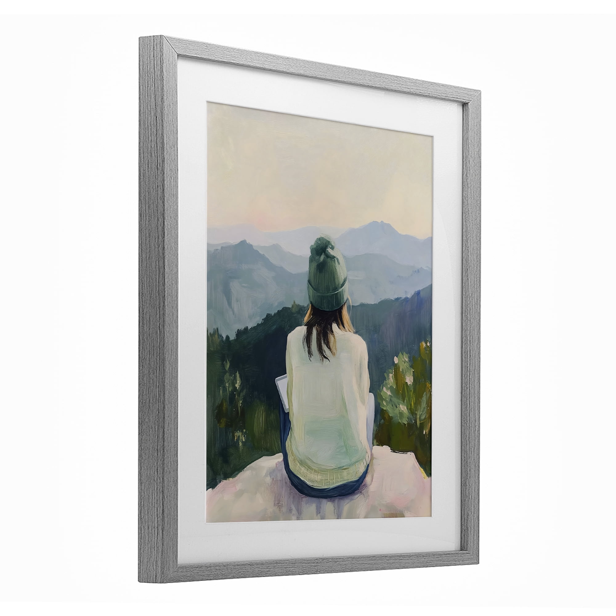 Stupell Industries Mindful Solitude Meditation View Gray Framed Print Under Glass, design by The Prints Vibe