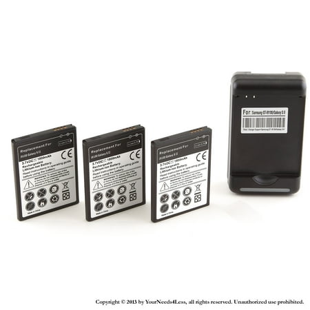 I9100 Cell Phone - YN4L® 3 X 1800mAh Replacement Batteries for Samsung Galaxy S II 2 i9100 Sprint + Wall Dock Charger Bundle