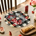 thumbnail image 3 of Sm:)e Buffalo Plaid Hearts Gnomes Love Valentine Round Placemats Set of 4, 15 Inch, 3 of 6