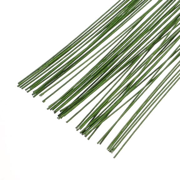 Uxcell 18 Gauge 14.2" Floral Wire Stems, 50 Pcs Paper Wrapped Iron Wire for Artificial Flower Making DIY Crafts Christmas Wreaths Floral Arrangements, Light Green