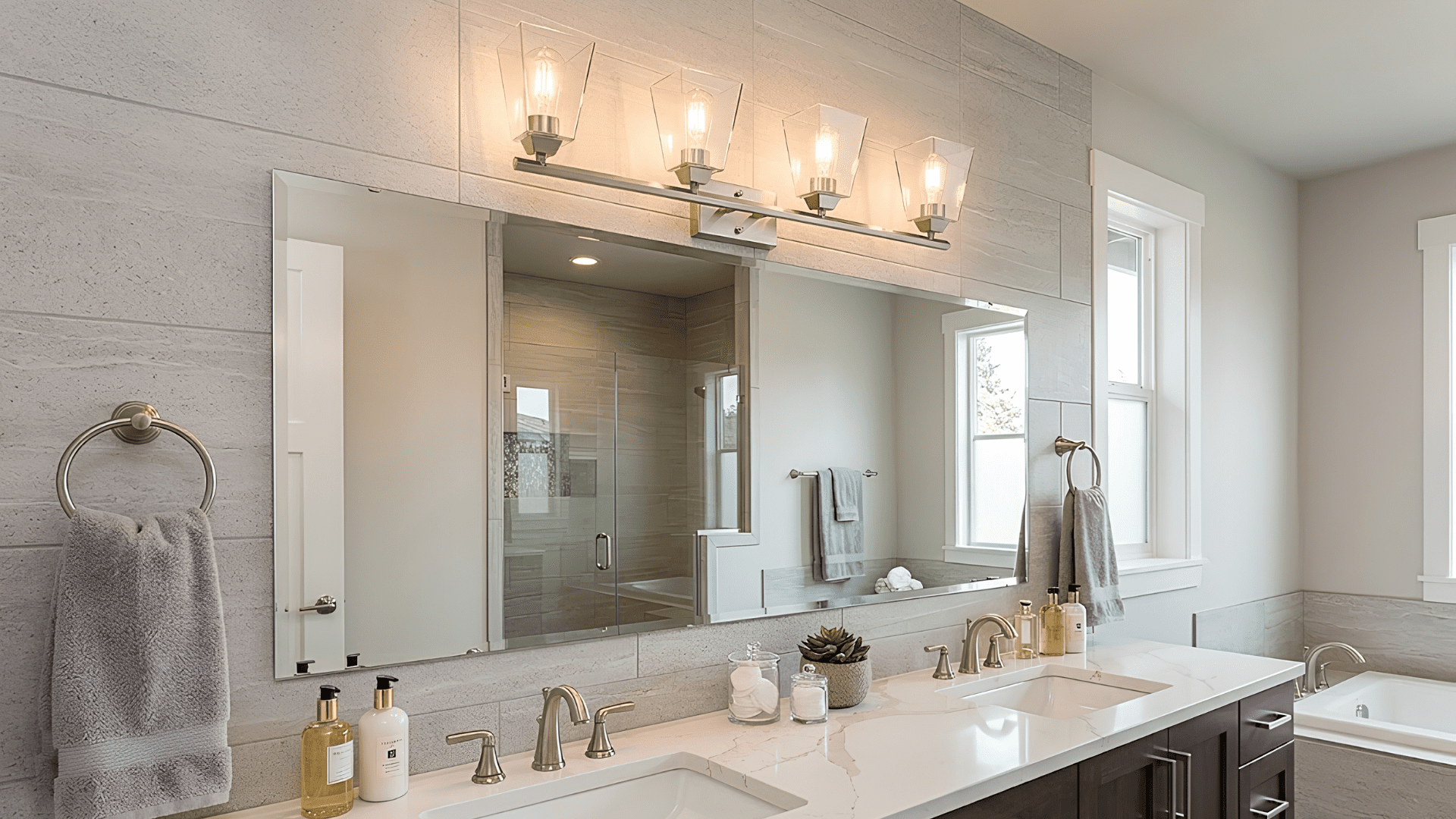 Vivio Lighting Blair 4-Light Bathroom Vanity Light Fixture, Nickel Finish, Traditional Style with Clear Glass Shades