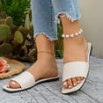 thumbnail image 5 of Byworldtasic Leather Flat Sandals For women Square Open Toe Slide Sandals Casual Summer Shoes, 5 of 6