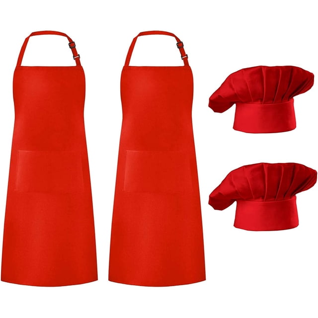 EcoNesxp Set Chef Apron Hat Set Adjustable Bib Cooking Apron Baker Kitchen Men and Women Father Gift Simple Modern 2 Piece Set Chef Apron Hat Set
