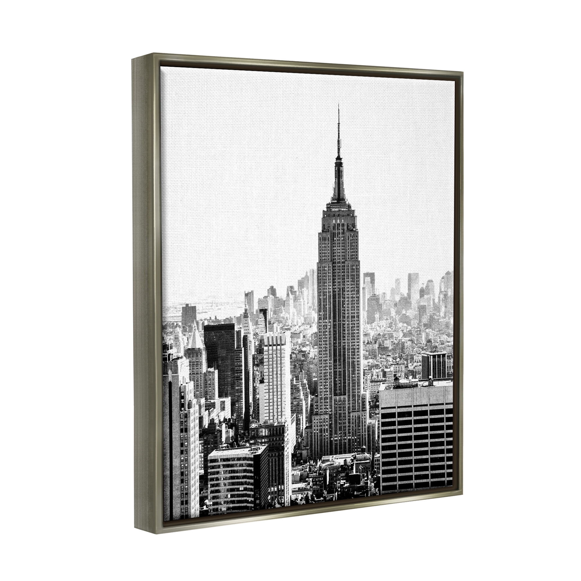 Stupell Industries New York Urban City Skyscrapers Downtown Skyline Photograph Luster Gray Floating Framed Canvas Print Wall Art, Design by Bill Carson Photography