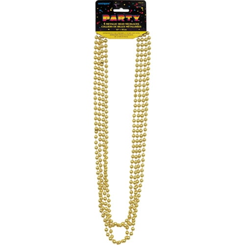 Metallic Mardi Gras Beads, Gold, 32in, 4ct - Walmart.com - Walmart.com