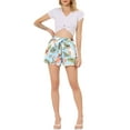 thumbnail image 2 of DARING DIVA Women's Self Bow Tie Elastic High Waist Summer Beach Culottes Shorts XS Blue-Floral, 2 of 6