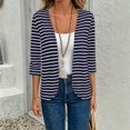 thumbnail image 4 of Women's Cardigan Jacket Baeitkot Women's Casual Striped Long-Sleeve Cardigan Jacket Navy XXL, 4 of 7
