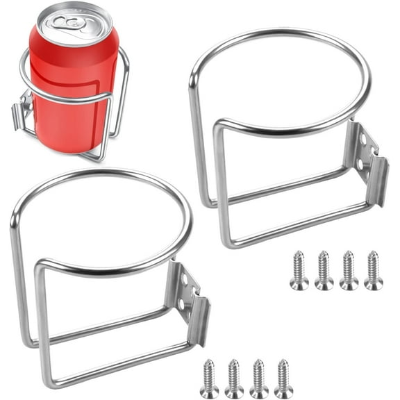 Happon 2pcs Stainless Steel Boat Ring Cup Drink Holder Wall Mounted Cup Drink Holders Bottle Universal Cup Holders for Boat for Marine Yacht Truck RV Car Trailer Hardware