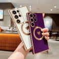 thumbnail image 4 of Magnetic Phone Case for Samsung Galaxy S22 Ultra Compatible with MagSafe Cute Heart S22 Ultra Case for Women Plating Soft Bumper Camera Lens Protection Cover for S22 Ultra 6.8" (Deep Purple), 4 of 6