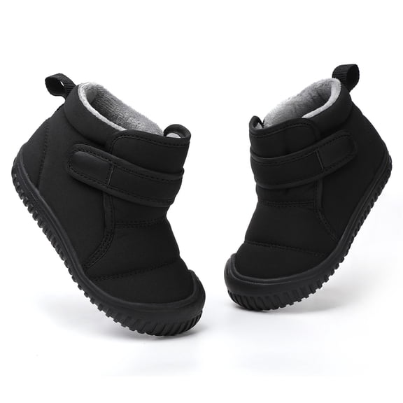Hpapadks Kids Snow Boots Flat Soled Velvet Warm Short Shoes Fashionable Outdoor Warm Princess Cotton Shoes Girls Winter Boots Black