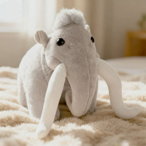Peluche de mamut lanudo | Peluche prehistórico realista con pelaje suave y tierno | Regalo educativo de dinosaurio para niños pequeños