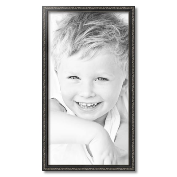 ArtToFrames 16" x 30" Antique Black Picture Frame, 16x30 inch Black Wood Poster Frame (WOM-5106)