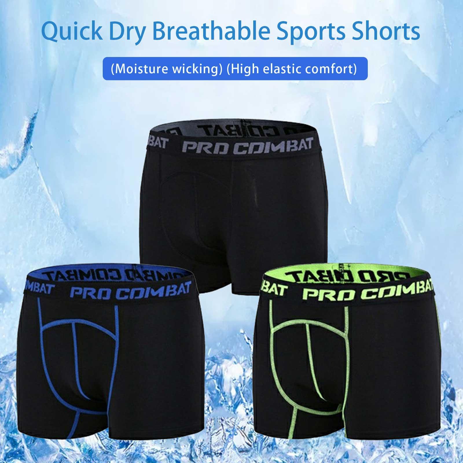 Men's Sports Underwear Elastic Breathable Moisture Absorption Training Running  Boxer Briefs Quick Dry Tight Fitness Shorts M9R3 