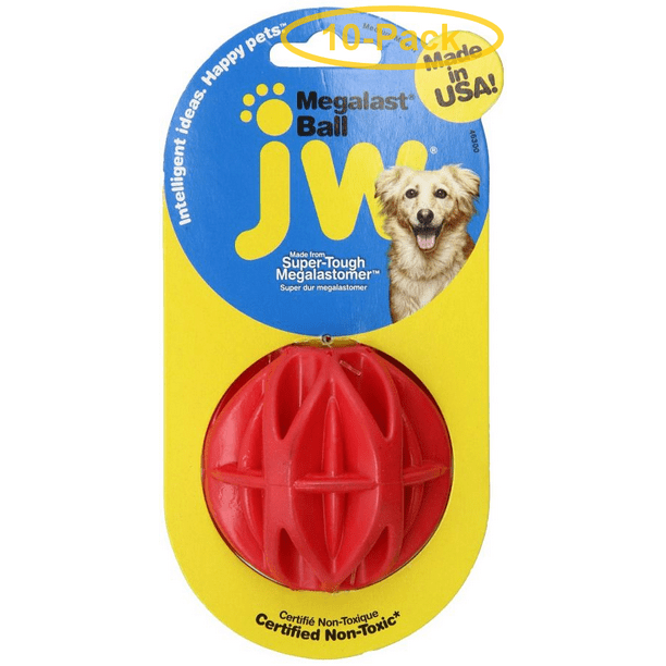 JW Pet Megalast Rubber Dog Toy Ball Medium 3 Diameter Pack of 10
