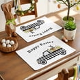 thumbnail image 2 of Happy Easter Placemats Set of 12, Funny Bunny Leopard Egg Black Buffalo Check Plaid Truck Heat Insulated Linen Place Mats, Washable Stain-Proof Table Mats for Dining Tables Holiday Decor 13x19 Inches, 2 of 9