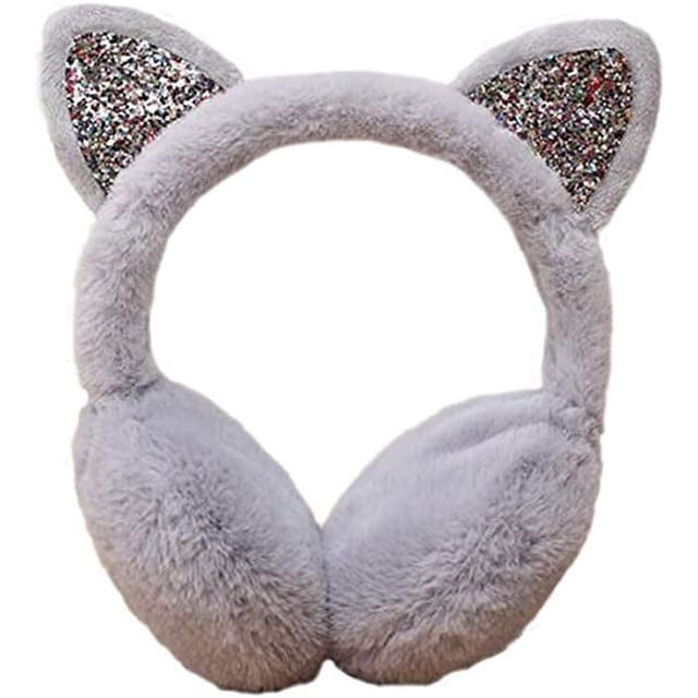 Orejeras De Gato Abrigadas De Invierno Para Mujer Gris oso de fresa Electrónica