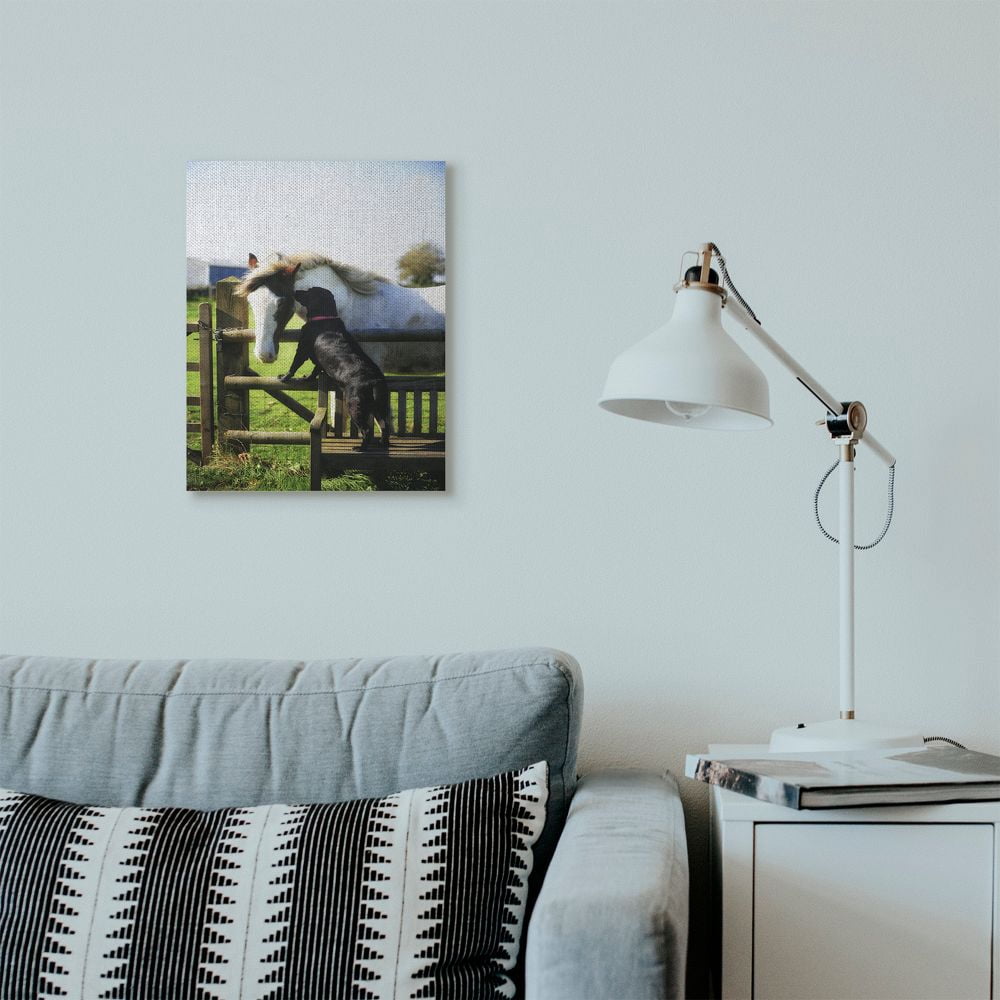Stupell Industries Colorful Farm Horse and Dog Animal Photo Canvas Wall Art by Villager Jim