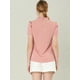 thumbnail image 5 of INSPIRE CHIC Blusa Tops De Lunares Volante Fruncido Manga Corta Cuello Alto Para Mujeres Rosa L, 5 of 6