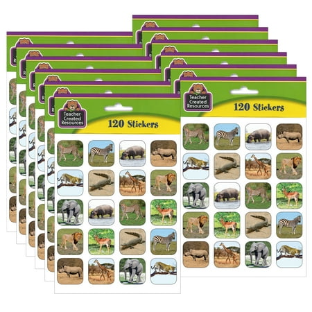 UPC: 0194629035496 | Teacher Created Resources Safari Animals Stickers 120 Per Pack 12 Packs