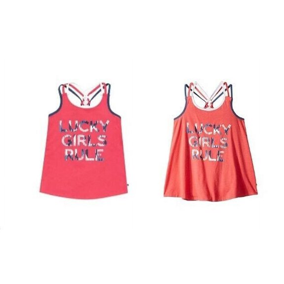 Lucky Brand Kids Rona Tank Top (Big Kids) (Calypso Coral) Girl's Clothing