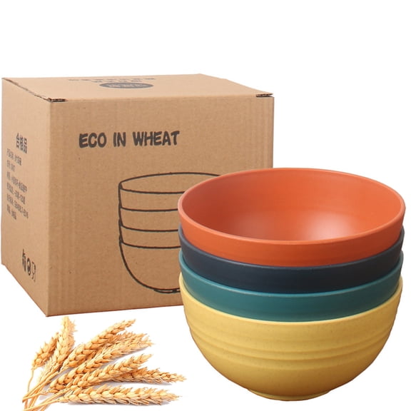 Gosuguu Large Soup Bowls 6-Inch Non-Breakable Stackable Melamine Plastic Bowl Set 4-Piece