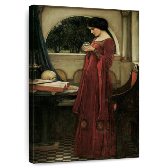 Elephant Stock The Crystal Ball Wall Art - Vertical Canvas Wall Art - Living Room Wall Decor - People Canvas - Brown And Yellow Decor By John William Waterhouse - 8" x 12"