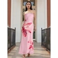 thumbnail image 4 of Rdhnmea Womens Floral Print Strapless Maxi Dress Sexy Backless Long Tube Dress Y2K Off Shoulder Bodycon Summer Party Dress Vacation Beachwear, 4 of 9