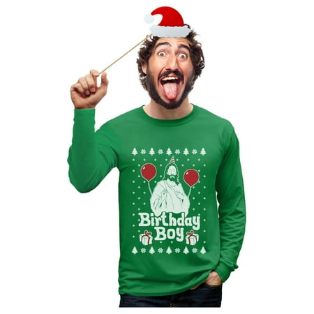 Tstars Mens Ugly Christmas Sweatshirt Jesus Birthday Christmas Gift Funny Humor Holiday Shirts Xmas Party Christmas Gifts for Him Long Sleeve T Shirt Ugly Xmas Sweatshirt