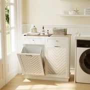 FULLWATT Dual Compartment Cabinet Trash Can, White