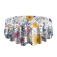 thumbnail image 5 of Pioneer Flower Floral Print Pattern Round Tablecloth 60"x60",Wrinkle Wipeable Table Cloth for Kitchen Dining Room Picnic Patio Party, 5 of 6