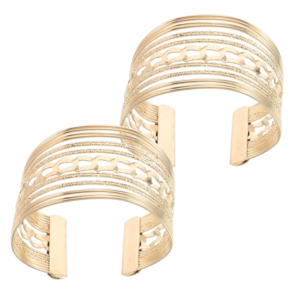 VERDANVERSE 2Pcs Layered Metal Cuff Bracelets Adjustable Open Bangle for Stylish Outfits