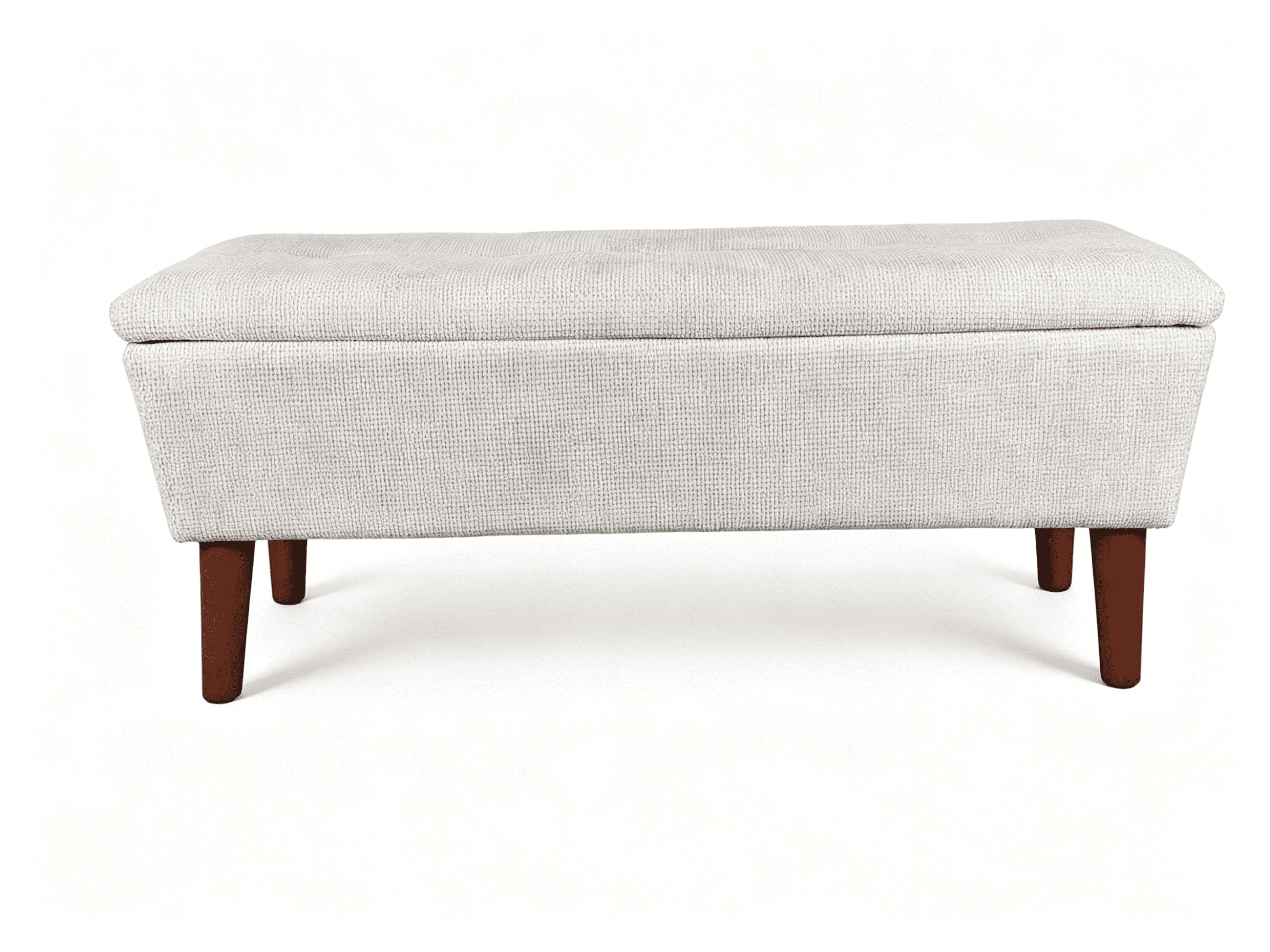 42" Rectangular Linen Ottoman Bench, Modern Low Footrest Stool with Solid Wood Tapered Legs, Multi-Use Entryway Shoe Bench & End of Bed Bench for Living Room/Bedroom