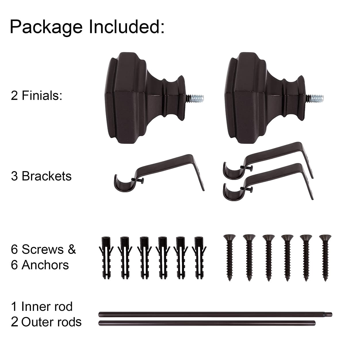 UTOPIA ALLEY Wall Mounted 5/8 Inch Curtain Rod - Curtain Rods For Windows 86 to 120 Inch, Adjustable Drapery Rods, Oil rubbed bronze Bedroom Curtain Rods, Tapestry Poles (Oil rubbed bronze 86"-120")