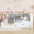 thumbnail image 2 of Mintazer Full Daybed with Storage Headboard & Charging Station, 2 Drawers & Shelves, Wood Bed Frame for Kids Bedroom, White, 2 of 16