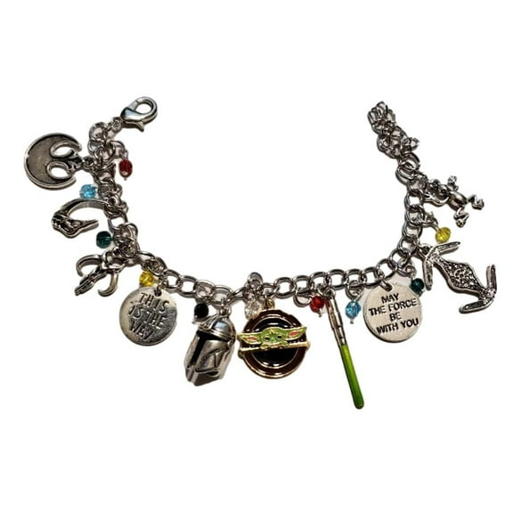 Star Wars The Mandalorian Themed Metal Novelty Charm Bracelet