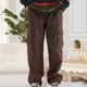 thumbnail image 5 of Pantalones largos para hombre, moda informal, cómodos, sólidos, con bolsillos, con cordón ajustable, pantalones regulares de poliéster para hombre., 5 of 7