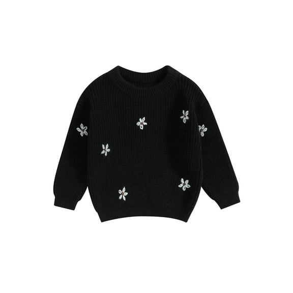 Bagilaanoe Newborn Baby Girl Knitted Sweater Long Sleeve Flower Pullover 3M 6M 9M 12M 18M 24M Infant Warm Jumpers Tops Fall Loose Knitwear